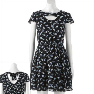 LC Bird Print Fit & Flare Dress